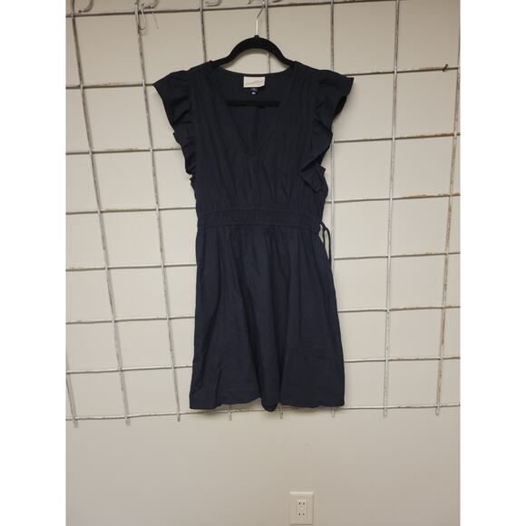 Universal Thread Black Mini Dress Ruffle Cap Sleeve Elastic Waist XS - Picture 1 of 5